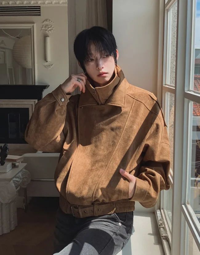 Seidon Suede High-Neck Rider Jacket