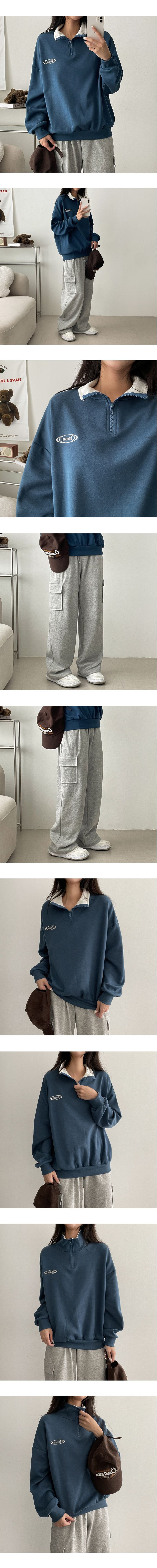 Cyan Cargo Wide Sweat Pants