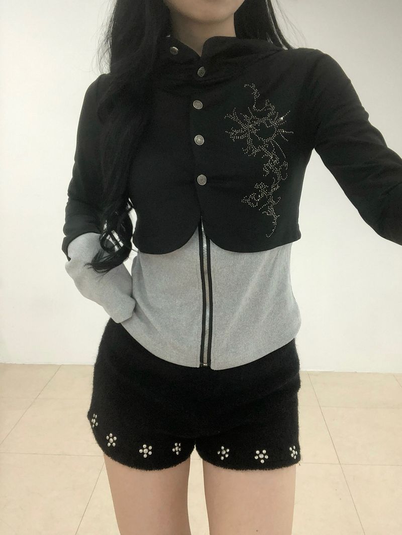 Fuzzy Snow Stud Mini Shorts