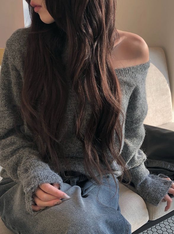 Baran Wool Loose Fit Long Sleeve Button Knit