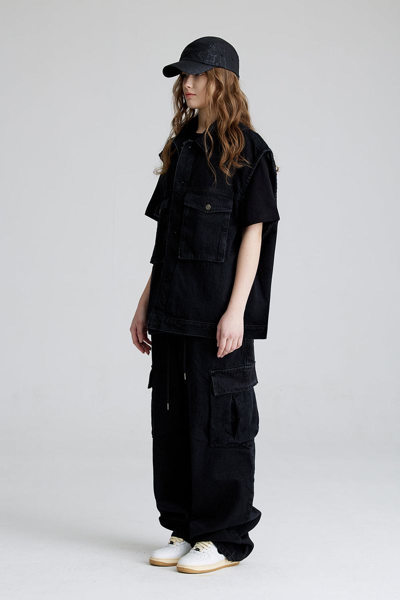 CARGO LOOSEFIT DENIM PANTS BLACK