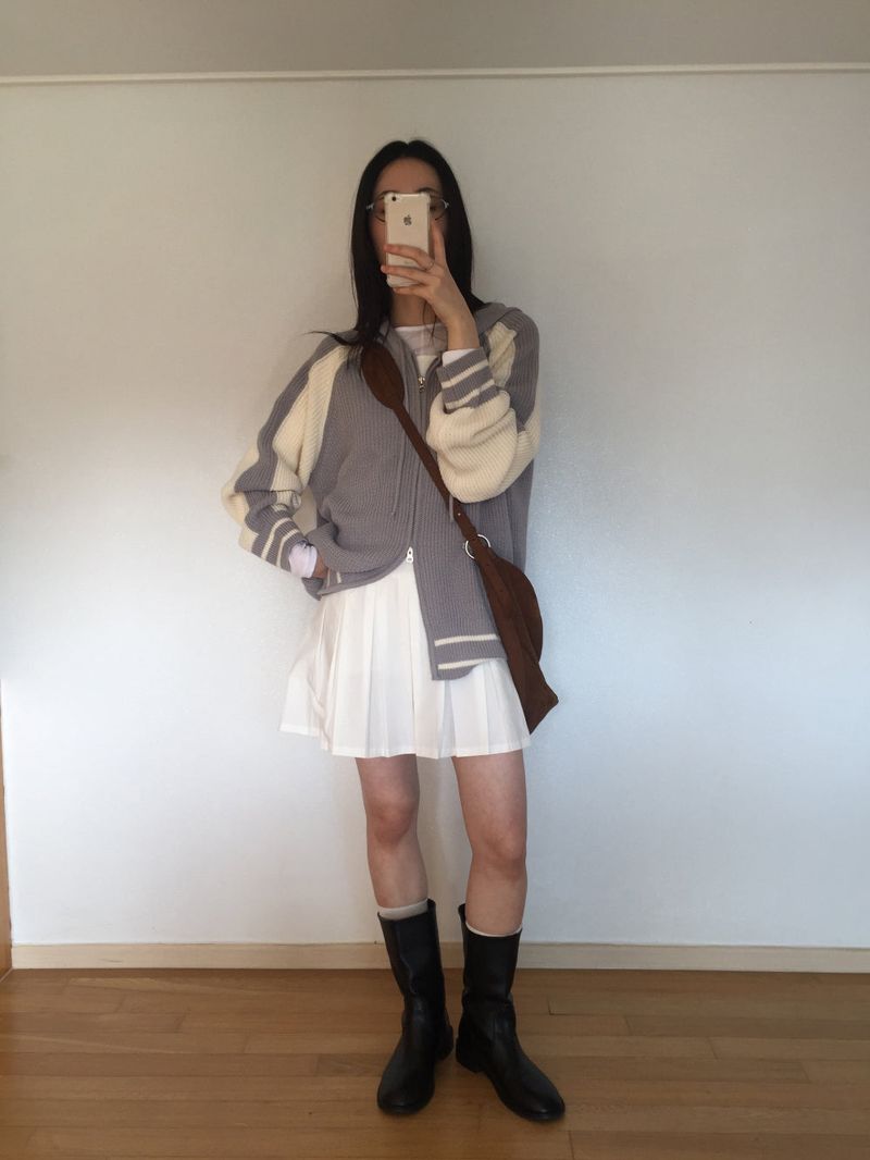Coloring Hooded Zip-Up Knitwear (4 colors)