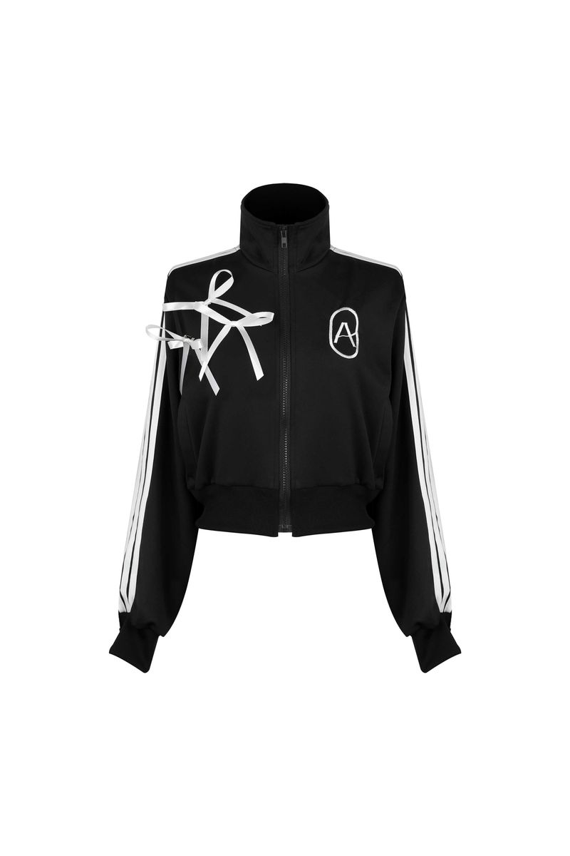 RIBBON JERSEY TRACK TOP / BLACK