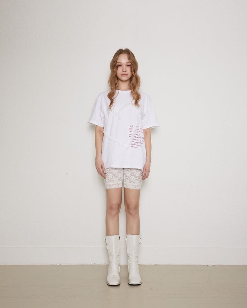Lace biker shorts / white