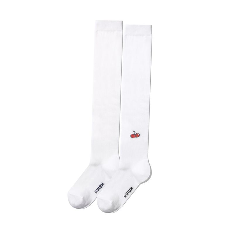 CHERRY LOGO KNEE SOCKS [WHITE]