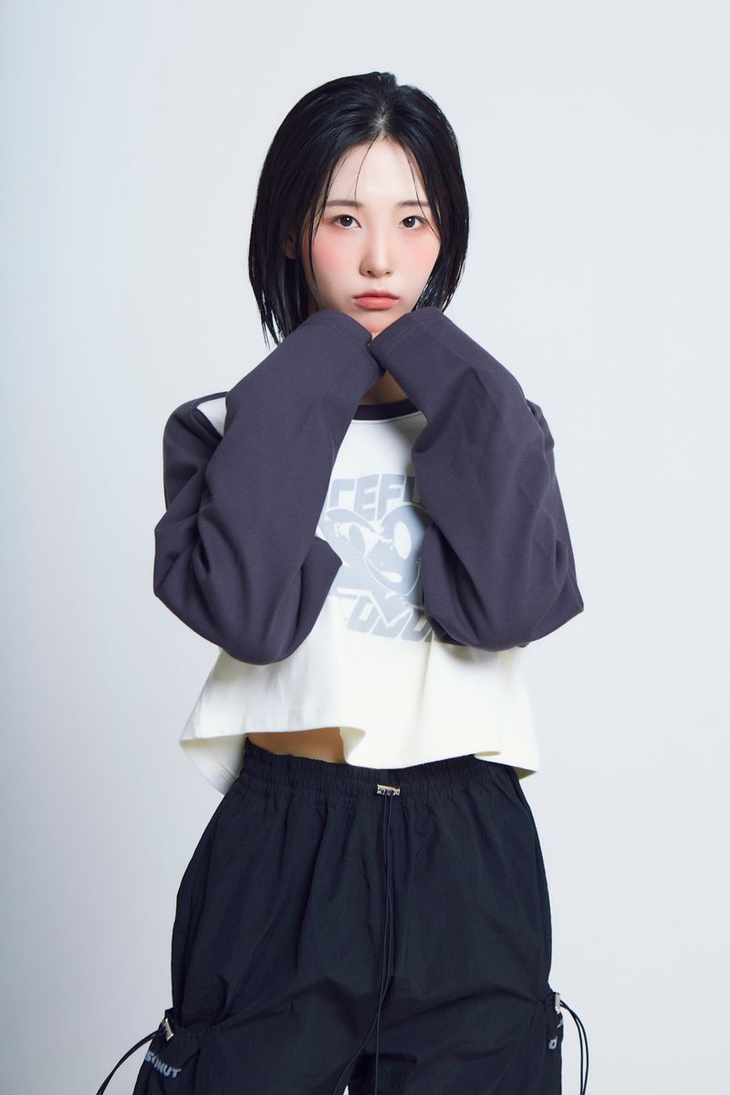 open armhole heart raglan ½T-shirts_charcoal/ivory