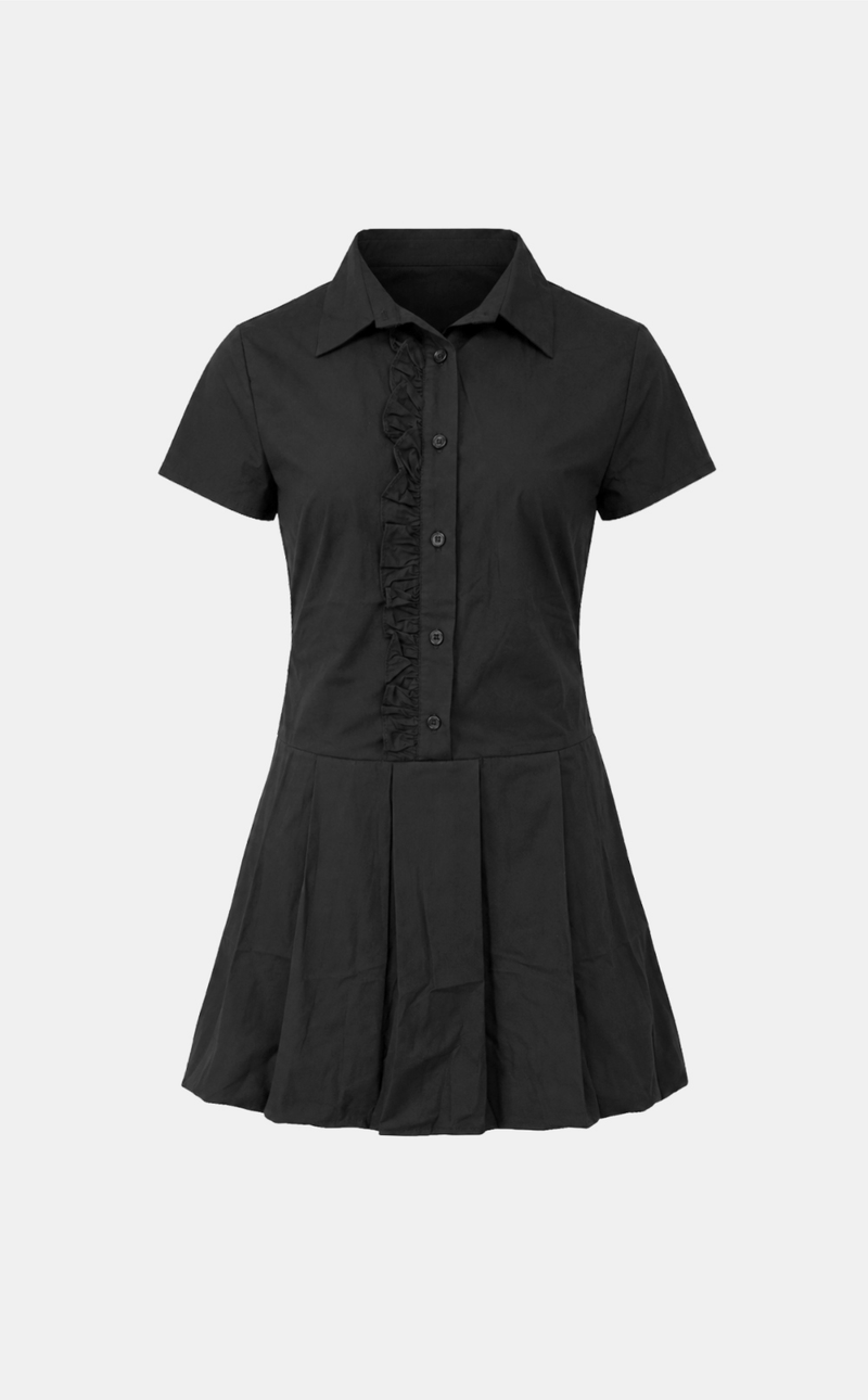Miro Ruffle Line Mini Shirt Dress