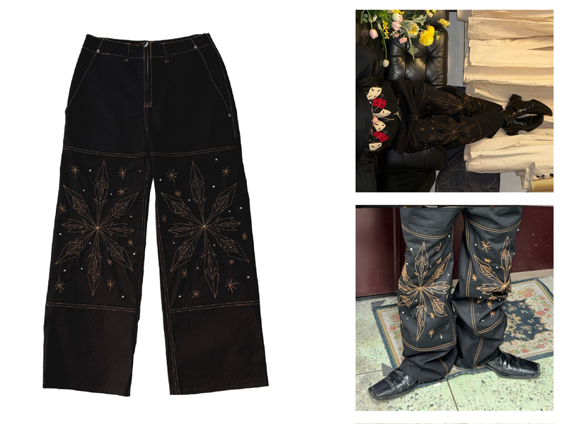  [Hand-Made「007」] Snowflake Studded Pants_Black