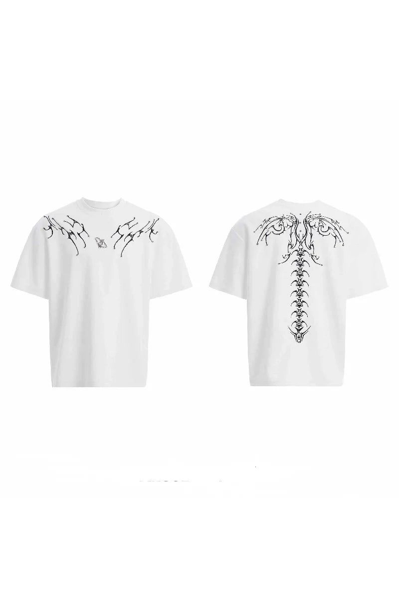 Embroidered Spine Graphic Tee