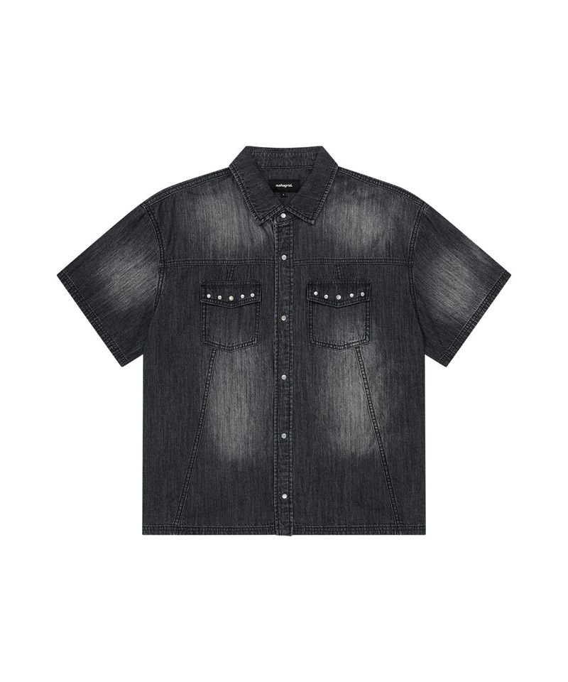 mahagrid（マハグリッド）の「DENIM STUD HALF SHIRT（Tops）」