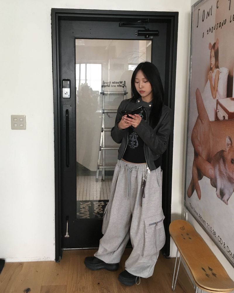 Crack leather jacket