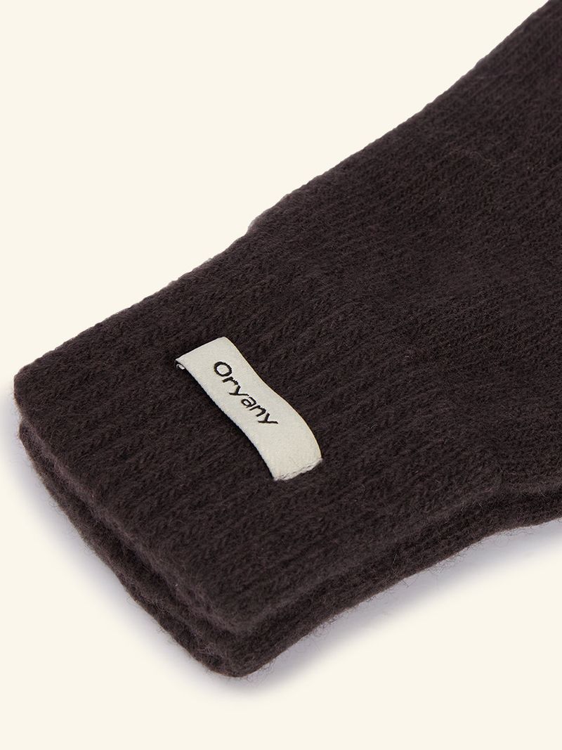 Label Finger Hole Short Glvoes