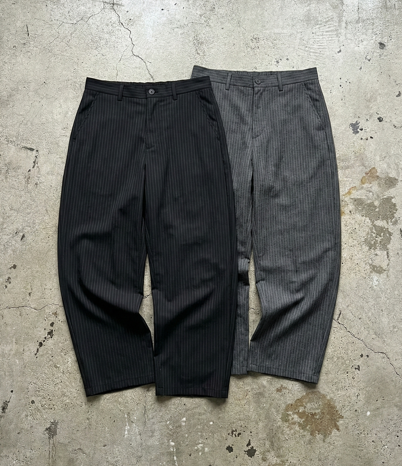 Draped Pinstripe Relaxed Trousers