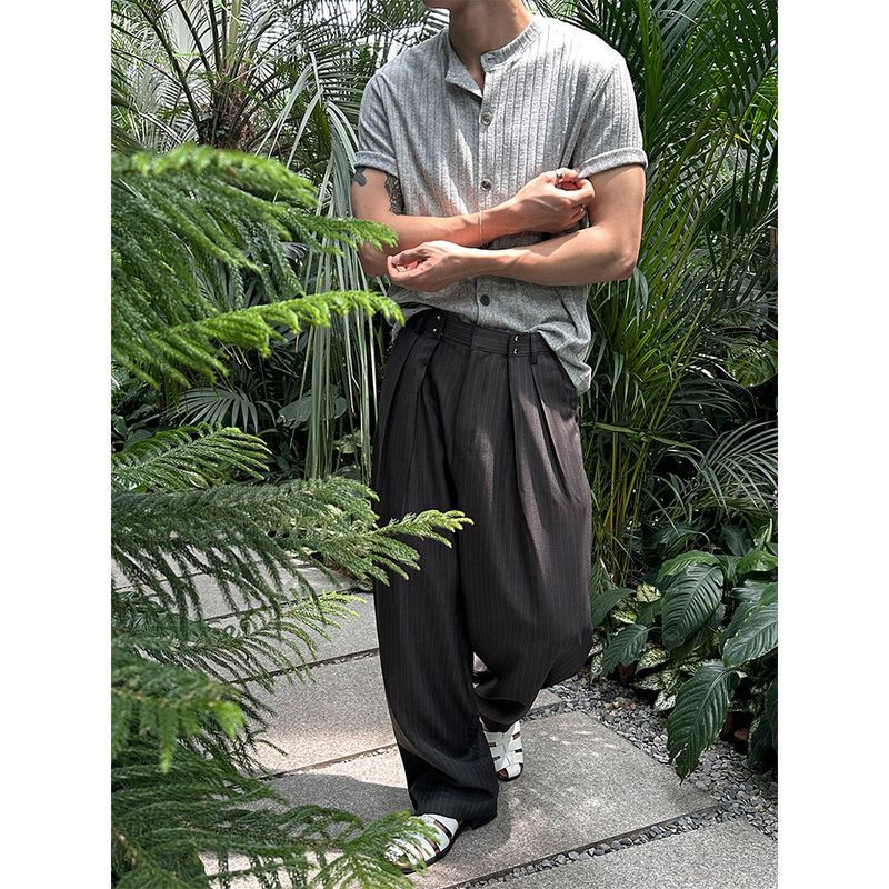 [S/S] Double stripe tuck wide slacks(3color)