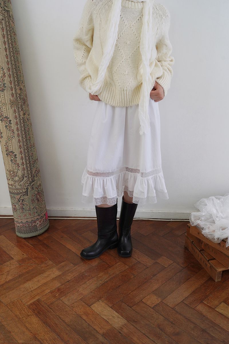 Faye lace skirt_ivory