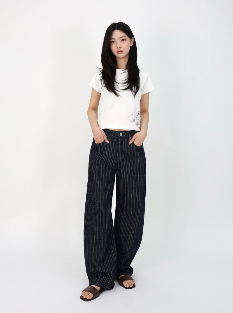 MOOD INDIGO PIN STRIPE CURVED DENIM code 26200
