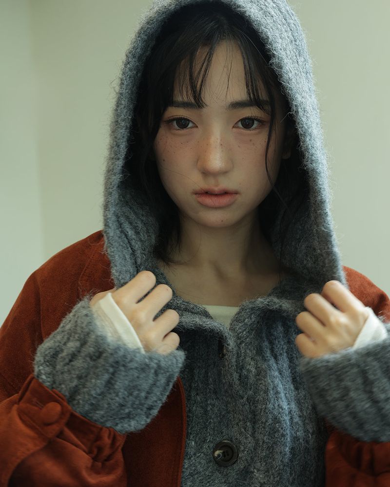 CROPPED HOODIE CARDIGAN - CHARCOAL
