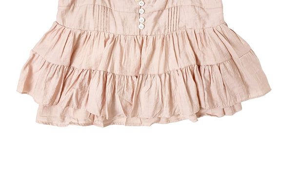 Mealing Frill Button Lace Flared Sleeveless Blouse