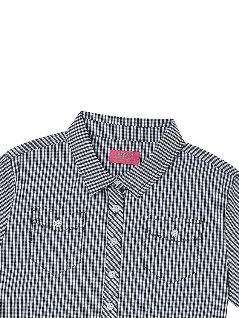 CHECK BLOUSE NAVY