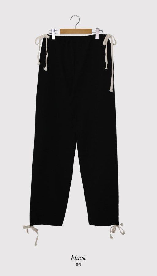 Flower Emboss String Wide Jogger Pants (4color)