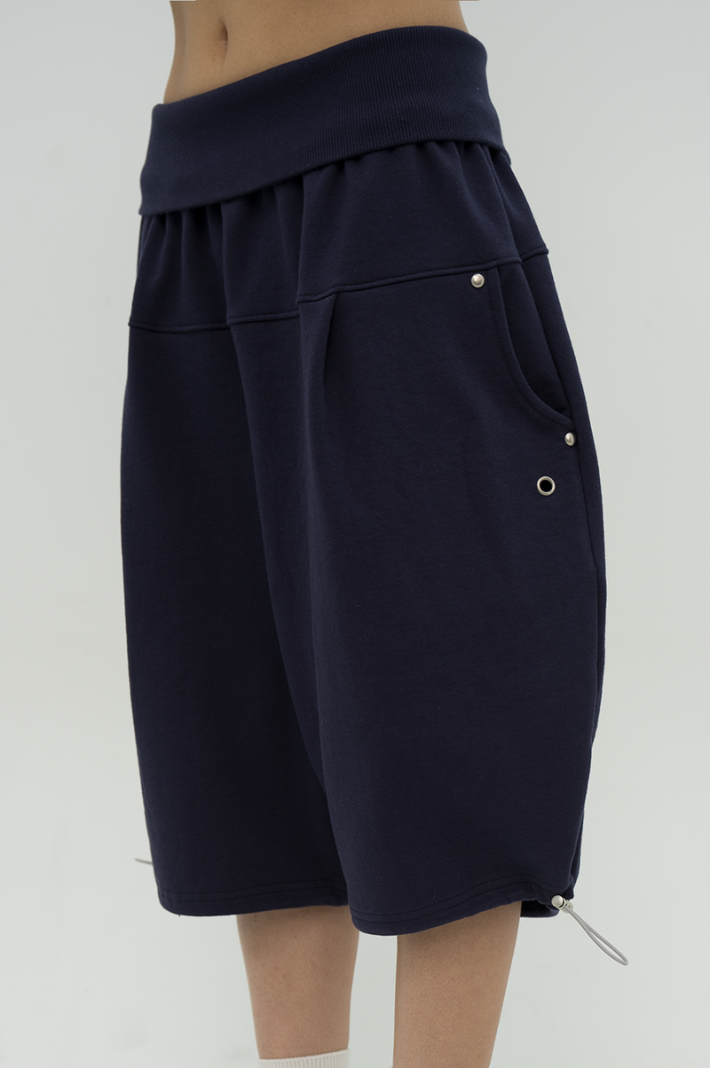 EYELET ADJUST PUFF PANTS _ NAVY