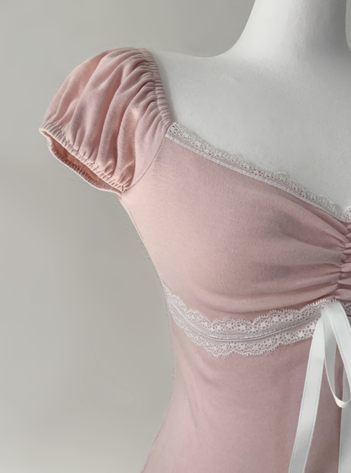 Hacken Ribbon Lace Top (light pink)