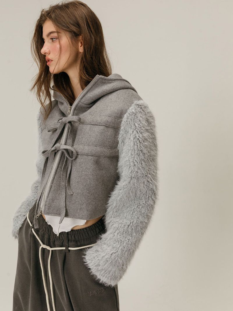 SHEARLING WOOL COAT / GREY