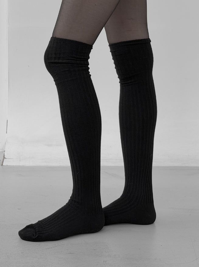 Basic Rib Long Knee Socks
