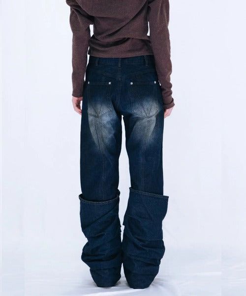 OVERLAP TUCK DENIM PANTS
