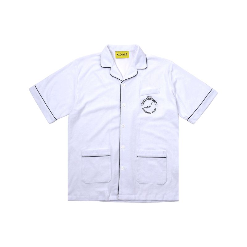 C.O.M.E（シーオーエムイー）の「[UNISEX] Piped Terry Short-Sleeved Shirt (White)（Tops）」