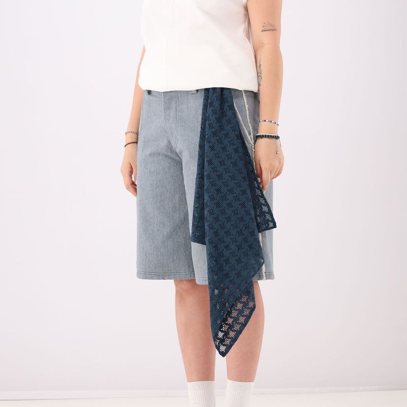 peacock blue knit bandana
