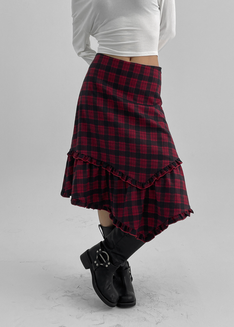 [MADE] Levein Checkered Cancan Midi Skirt