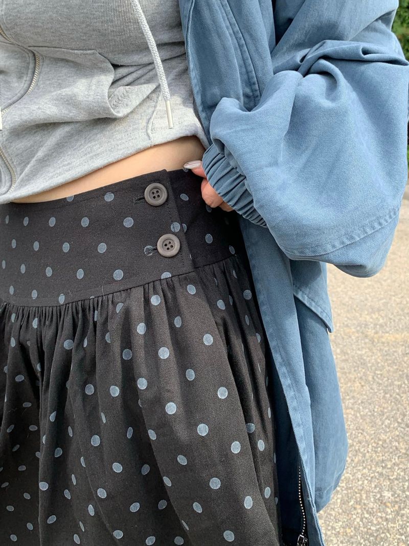 RITCORE（リットコア）の「Needle Button Dot Shirring Midi Skirt (2c)（Skirts）」