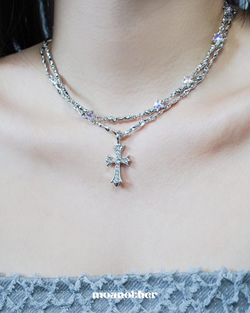 Cross Cubic Chain Necklace