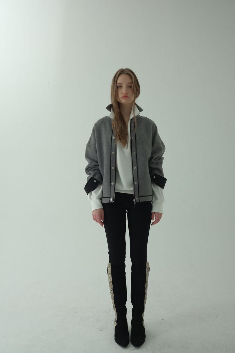 WOOL BLENDING ZIP-UP JACKET_MELANGE GRAY