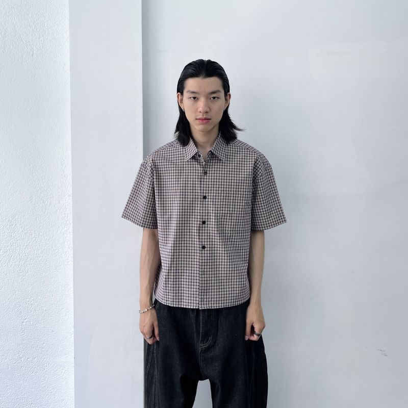 FADE MEET（フェードミート）の「Relaxed Fine Check Shirt（Tops）」