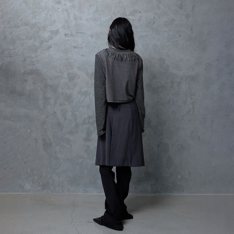 FRINGE STRIPE CARDIGAN: GREY