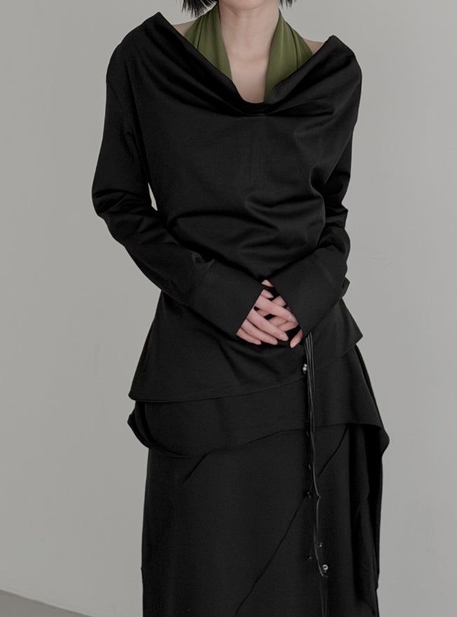 mnem（ムネム）の「Ab Cowl Neck Blouse（Tops）」