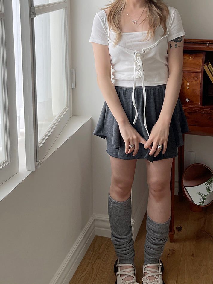 Deep U-neck Corset Halterneck Sleeveless Set