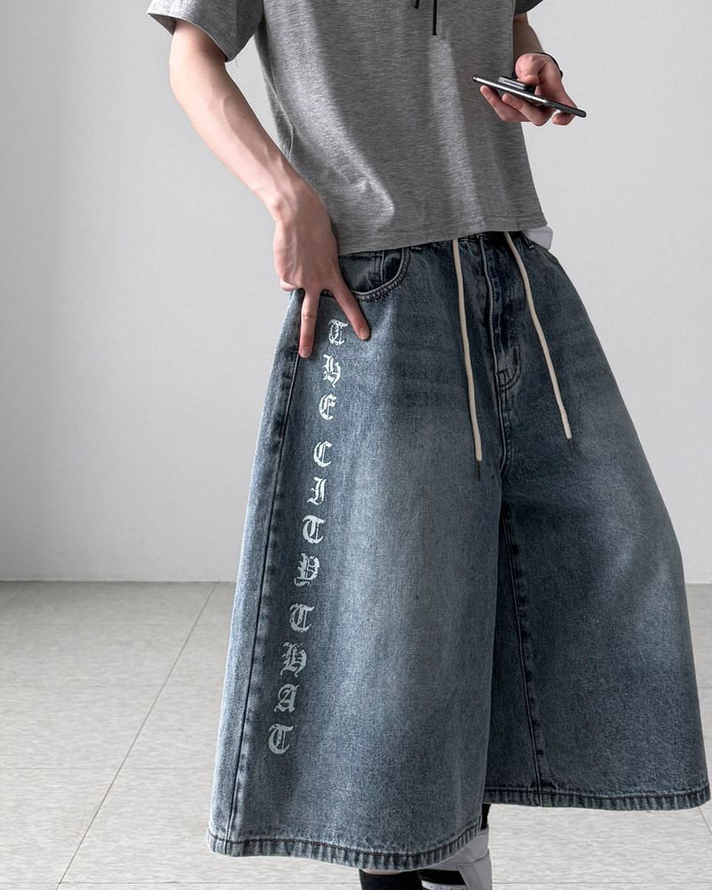 Able Lettering Bermuda Denim