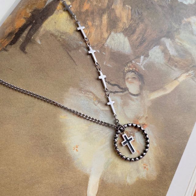 ky Coin Black Cross Two Way Necklace