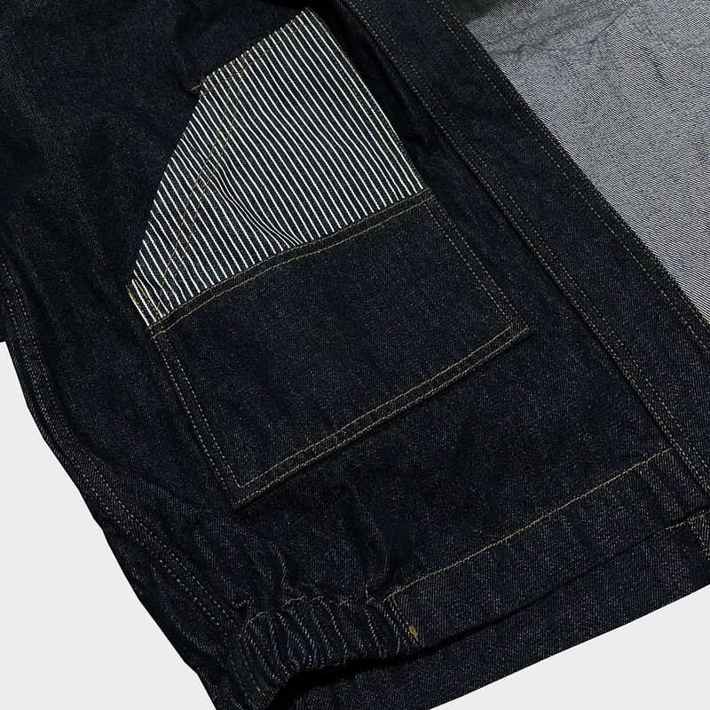 stripe patch denim cardigan_black