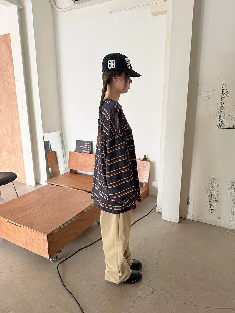 multi stripe boxy T