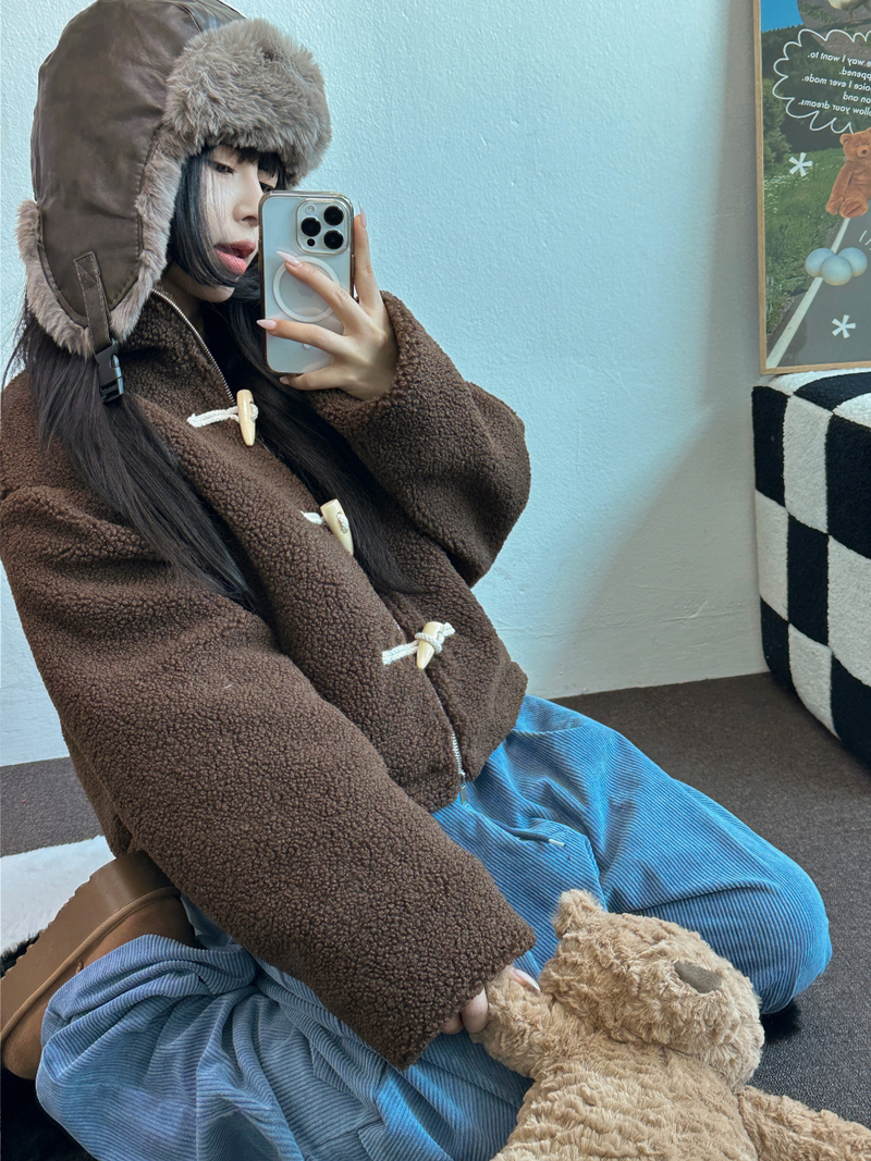 TEDDY CURLY🤎CUTIE PETIT ZIP UP 🤎🧸🐏3COLOR