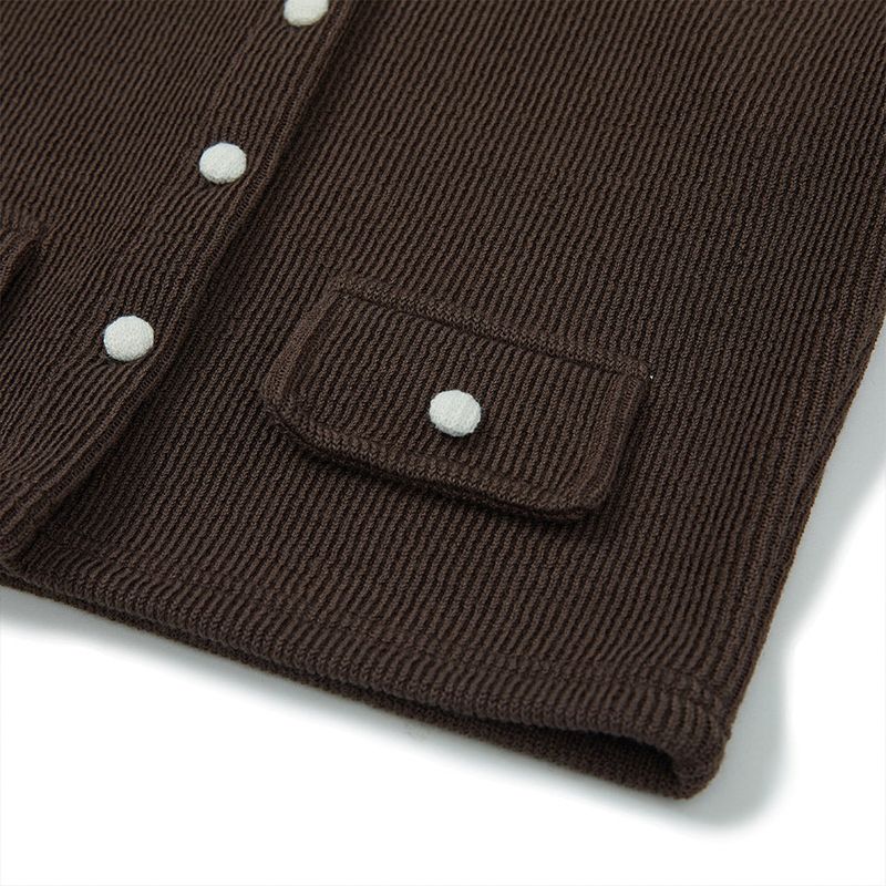 ヘイリーカラーニットカーディガン / Haley Collar Knit Cardigan [BROWN]