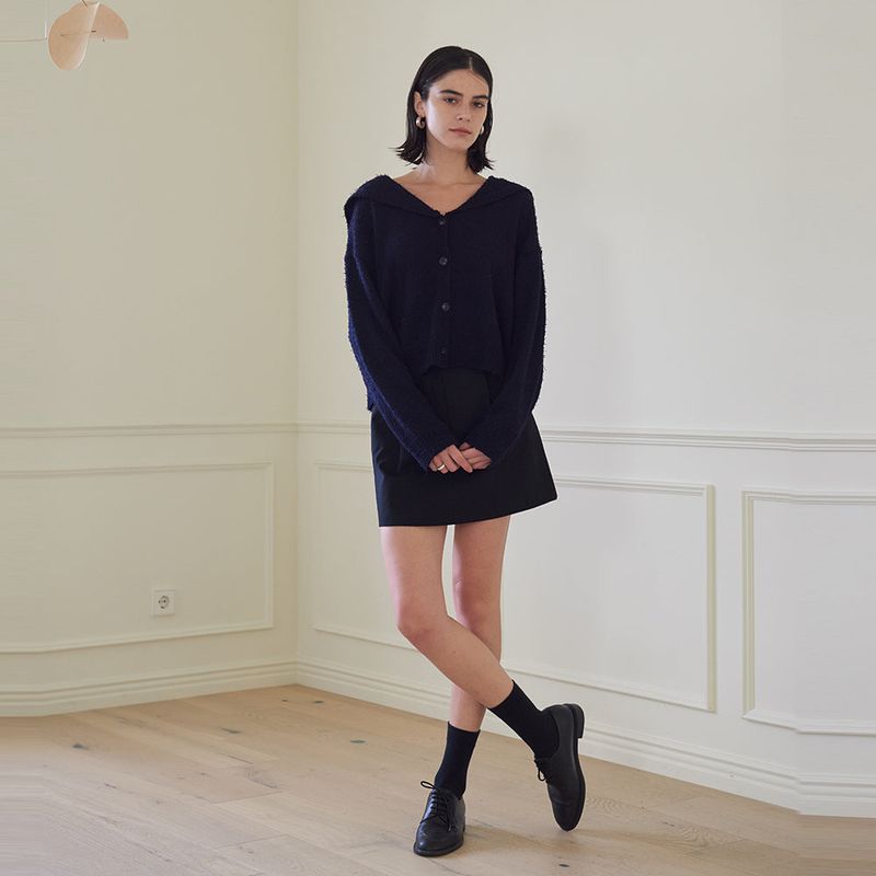 ONE TUCK MINI SKIRTS (BLACK)