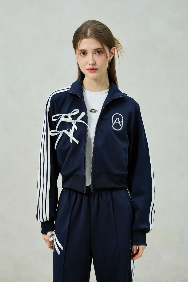 RIBBON JERSEY TRACK TOP / NAVY