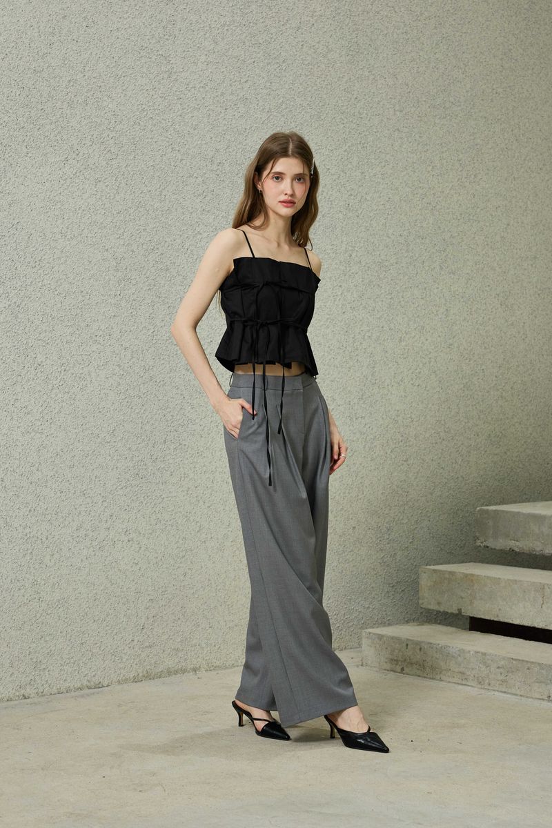 TOMO WIDE SLACKS / CHARCOAL