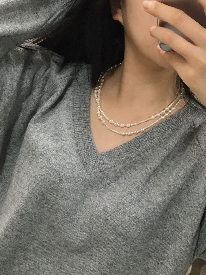 (silver925) Long pearl 2way necklace