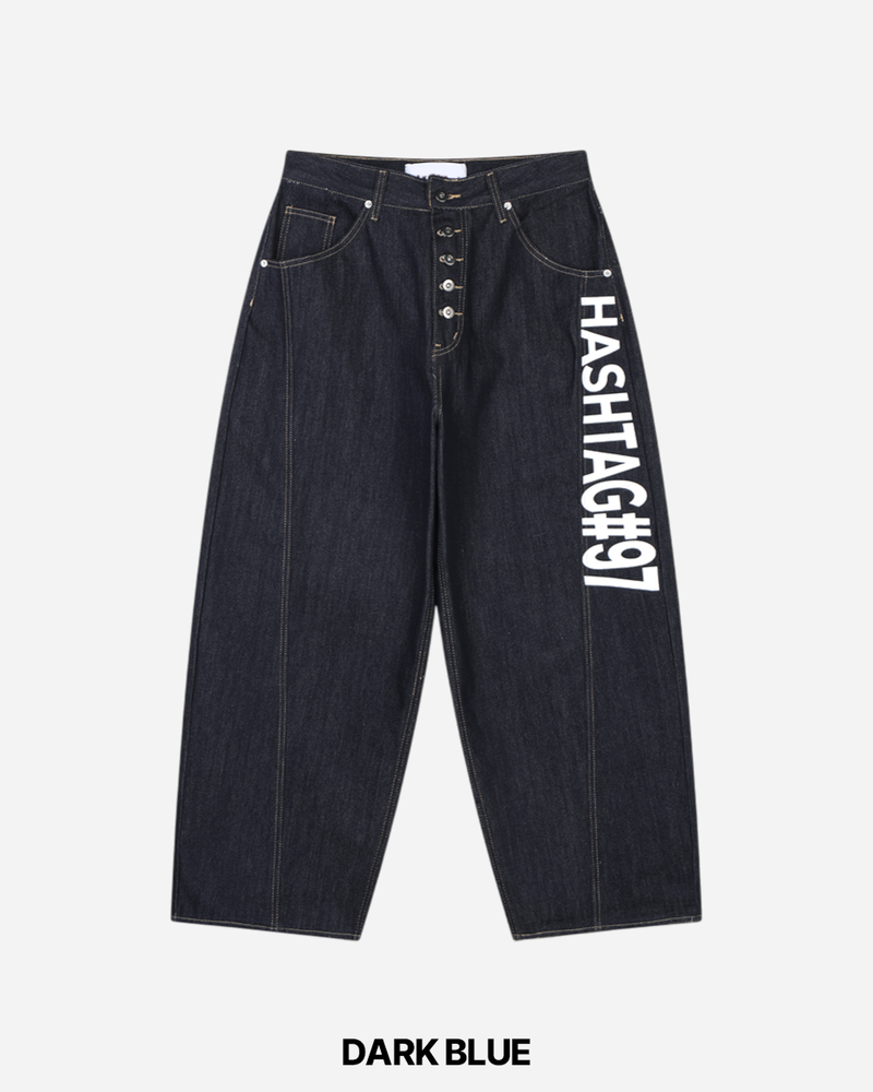 Hash Lettering Denim Pants